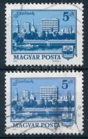 1975 Tájak-városok 2 db lemezhibás bélyeg (8.000)