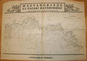1938 MAgyarország új északi határvidéke, Pesti Hírlap térképmelléklete / The new borders of Hungary 42x55cm