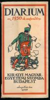 1927-1931 A Diárium a Kir. M. Egyetemi Nyomda előjegyzési naptárának 3 évfolyama (1927., 1930., 1931.), intézményi bélyegzőkkel, az egyiken szakadással.