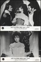 cca 1967 ,,Hét katona meg egy lány" című román - francia film jelenetei és szereplői, 23 db vin...