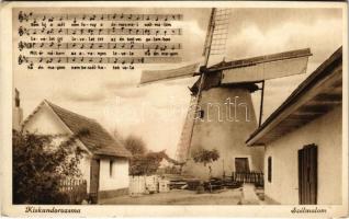 1937 Kiskundorozsma, szélmalom. Kottás képeslap / windmill (EK)