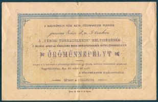 1892 Nagykárolyi gimnázium meghívója és műsora Ferenc József koronázásának 25. évfordulájanak ünnepére / Invitation card to ball in Carei for the 25th anniversary of Franz Joseph (sérült / damaged)