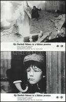 cca 1985,,Ifjú Sherlock Holmes és a félelem piramisa&quot; című angol film jelenetei és szereplői, 7 db vintage produkciós filmfotó ezüst zselatinos fotópapíron, a használatból eredő (esetleges) kisebb hibákkal, három kép feliratozott, 18x24 cm