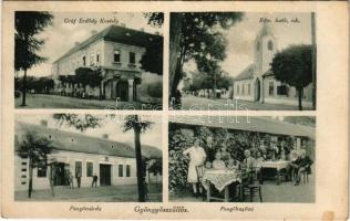 1937 Gyöngyösszőlős (Szombathely), Gróf Erdődy kastély, római katolikus iskola, Pengő csárda és kuglizó (EK)