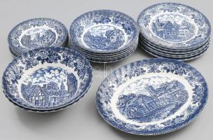 Royal Tudor vintage mintás porcelán étkészlet. Hat személyes komplett, matricás, jelzett, hibátlan