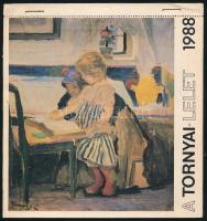 1988 A Tornyai-lelet, Tornyai János festményeinek színes reprodukcióival illusztrált naptár, 16x15 cm