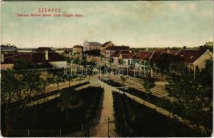 1911 Szenc, Szempcz, Senec; Szenczy Molnár Albert utca nyugati része, zsinagóga. Jungkönig József kiadása / street, synagogue (fl)