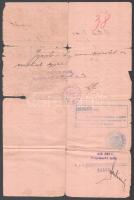 1915 Népfölkelési igazolványi lap, kitöltve, hátoldalán a kassai kerületi kiegészítő parancsnokság b...