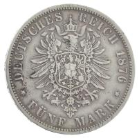 Német Államok / Poroszország 1876B 5M Ag "I. Vilmos" (27,56g) T:VF ph. German States / Prussia 1876B 5 Mark Ag "Wilhelm I" (27,56g) C:VF edge error Krause KM#503