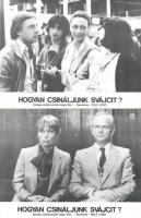 cca 1978 ,,Hogyan csináljunk svájcit?" című svájci film jelenetei és szereplői, 10 db produkciós filmfotó nyomdatechnikával sokszorosítva kartonpapírra, egyoldalas nyomással, a használatból eredő (esetleges) kisebb hibákkal, 18x24 cm