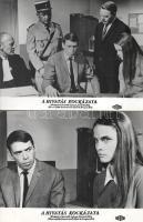 cca 1967 ,,A hivatás kockázata" című francia film jelenetei és szereplői, 13 db vintage produkciós filmfotó ezüst zselatinos fotópapíron, a használatból eredő (esetleges) kisebb hibákkal, 18x24 cm