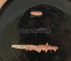 Retro magyar többmázas kerámia váza, jelzés nélkül, alján kopással, m: 18 cm