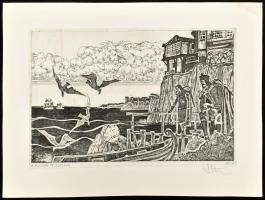 Stettner Béla (1928-1984): A bújdosó fejedelem. Rézkarc, papír, jelzett, sarkán folttal, 20x29 cm