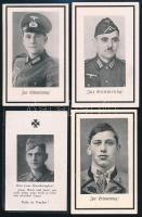 II. világháborús német (Wehrmacht) katonai halotti értesítő kártyák, 4 db, 11x7 cm / WWII German military death cards (Sterbebilder), 4 pcs