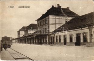 1917 Tövis, Teius; vasútállomás. Vasúti levelezőlapárusítás 995. / railway station (felületi sérülés / surface damage)