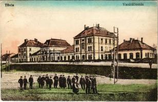 1917 Tövis, Teius; vasútállomás. Vasúti levelezőlapárusítás 1981. / railway station (EK)