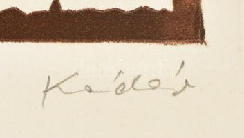 Kádár György (1912-2002): Őszi levelek. Dombornyomat, papír, jelzett. 34,5x25 cm