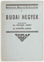 Budai hegyek részletes kalauza. Szerk.: Dr. Vigyázó János. Átdolgozta Dr. Strömpl Gábor. Dr. Thirring - Dr. Vigyázó: Részletes helyi kalauzok 1. Bp., 1934, Turistaság és Alpinizmus,1 (kihajtható térkép) t. +135+3 p.+1 (térkép) t. Fekete-fehér illusztrációkkal. Korabeli reklámokkal. Kiadói papírkötés, kissé szakadt borítóval.