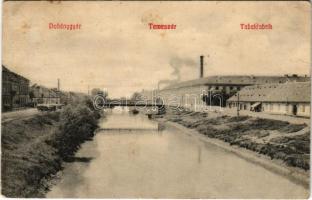 1908 Temesvár, Timisoara; Dohánygyár, Bega folyó, híd / Tabakfabrik / tobacco factory, Bega riverside, bridge (fl)