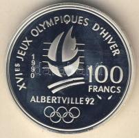 Franciaország 1990. 100Fr Ag "Téli olimpia-szabadstílusú sí" T:PP
