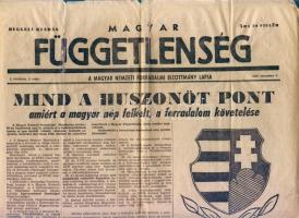 1956 A Magyar függetlenség c. forradalmi újság nov. 2.-i száma