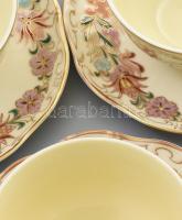 Zsolnay virágmintás teás készlet, 6 személyes, kézzel festett, jelzett, hibátlan