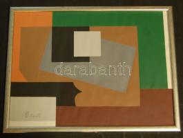 Dévényi János (1942-): Befoglaló formák - Hommage a Bálint Endre akril-papír, szignált keretben 30x40 cm