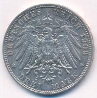 Német Államok / Hamburg 1909J 3M Ag T:AU / German States / Hamburg 1909J 3 Mark Ag C:AU Krause KM#29...