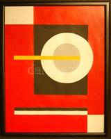 Dévényi János (1942-): Sárga csík akril-papír, szignált keretben 40x30 cm