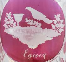 Antik emlék serleg, bíborpácolt, csiszolt, jelzés nélkül, minimális kopottsággal, m: 18,5 cm