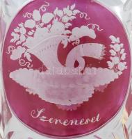 Antik emlék serleg, bíborpácolt, csiszolt, jelzés nélkül, minimális kopottsággal, m: 18,5 cm