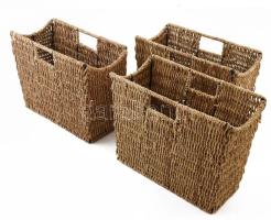 3 db rattan és fém újságtartó 24x24x17 cm