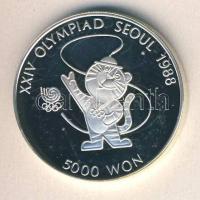 Dél-Korea 1987. 5000W Ag "Szöuli olimpia - tigris kabala" T:PP