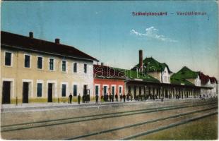 1918 Székelykocsárd, Kocsárd, Lunca Muresului; vasútállomás. Vasúti levelezőlapárusítás 5025. / railway station