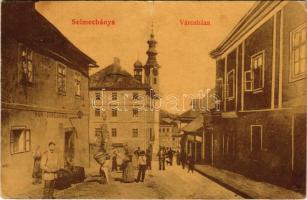 1908 Selmecbánya, Schemnitz, Banská Stiavnica; Városháza, bor és sörcsarnok. W.L. 459. / town hall, beer hall (gyűrődés / crease)