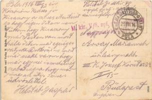 1916 Pola, Pula; Panorama / látkép / general view + "M. kir. V/8. npf. gyalogzászlóalj gazdaság...