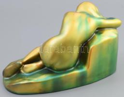 Liipola Yrjö, formatervező (1881 - 1971) Zsolnay: Kétségbeesés. Eozin mázas porcelánfajansz. Jelzett...