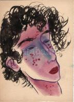 Ruszkay György (1924-1998): Női arcok 2 db rajz, vegyes technika-papír, 15x22 cm