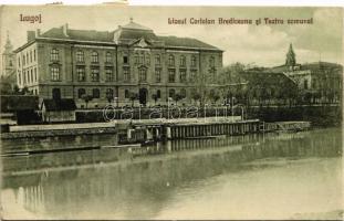 1925 Lugos, Lugoj; Liceul Coriolan Brediceanu si Teatru Comunal / Gimnázium, Színház / grammar school, theatre (EK)