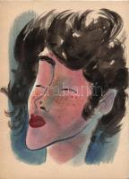 Ruszkay György (1924-1998): Női arcok 2 db rajz, vegyes technika-papír, 15x22 cm