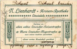 1919 Einsiedeln. N. Lienhardt Kronen-Apotheke / Swiss pharmacy advertisement card (Rb)