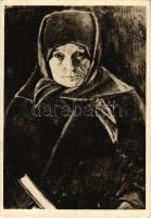 Bakonyi öregasszony. Magyar Őstehetségek Kiállítása, Budapest / Alte Frau aus dem Bakonyerwald / Old woman from the Bakony s: Nagy István + &quot;1941 Zenta visszatért&quot; So. Stpl. (EK)