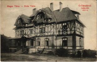 1915 Tátrafüred, Ótátrafüred, Altschmecks, Stary Smokovec (Tátra, Magas-Tátra, Vysoké Tatry); Csáky ház. Kertész Tódor kiadása / villa (tűnyomok / pin marks)