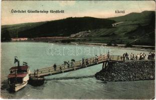 1909 Visegrád, Gizella-telep, kikötő, gőzhajó (fa)