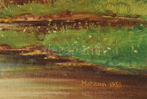 Matzon jelzéssel: Libák az erdő szélén. Olaj, vászon, javított, 50x60 cm