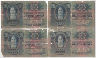 1913. 20K (4db) fekete "ROMANIA TIMBRU SPECIAL" felülbélyegzéssel + 1915. 10K (2db) fekete...
