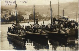 1900 Abbazia, Opatija; K.u.K. Kriegsmarine S.M. Torpedoboot XIII / Cs. és kir. haditengerészet SM Tb XIII torpedónaszádja és társai a kikötőben / Austro-Hungarian Navy torpedo boats at the port. photo glued on board (13,7 x 8,9 cm)