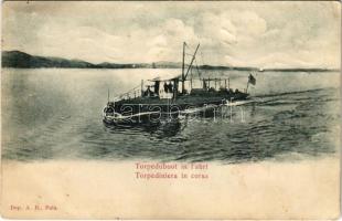 1910 K.u.K. Kriegsmarine S.M. Torpedoboot XVI in Fahrt / Cs. és kir. haditengerészet SM Tb XVI torpedónaszádja / Austro-Hungarian Navy SM Tb XVI torpedo boat. Dep. A.B. Pola (EK)