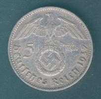 Német 3. Birodalom 1937G 5M Ag "Hindenburg" nagy h.k.-tel T:2-/3