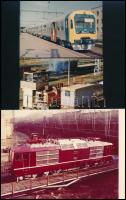 cca 1990 MÁV és egyéb vasúti mozdonyok, 5 db színes fotó, 12,5x8,5 cm és 19x13,5 cm között